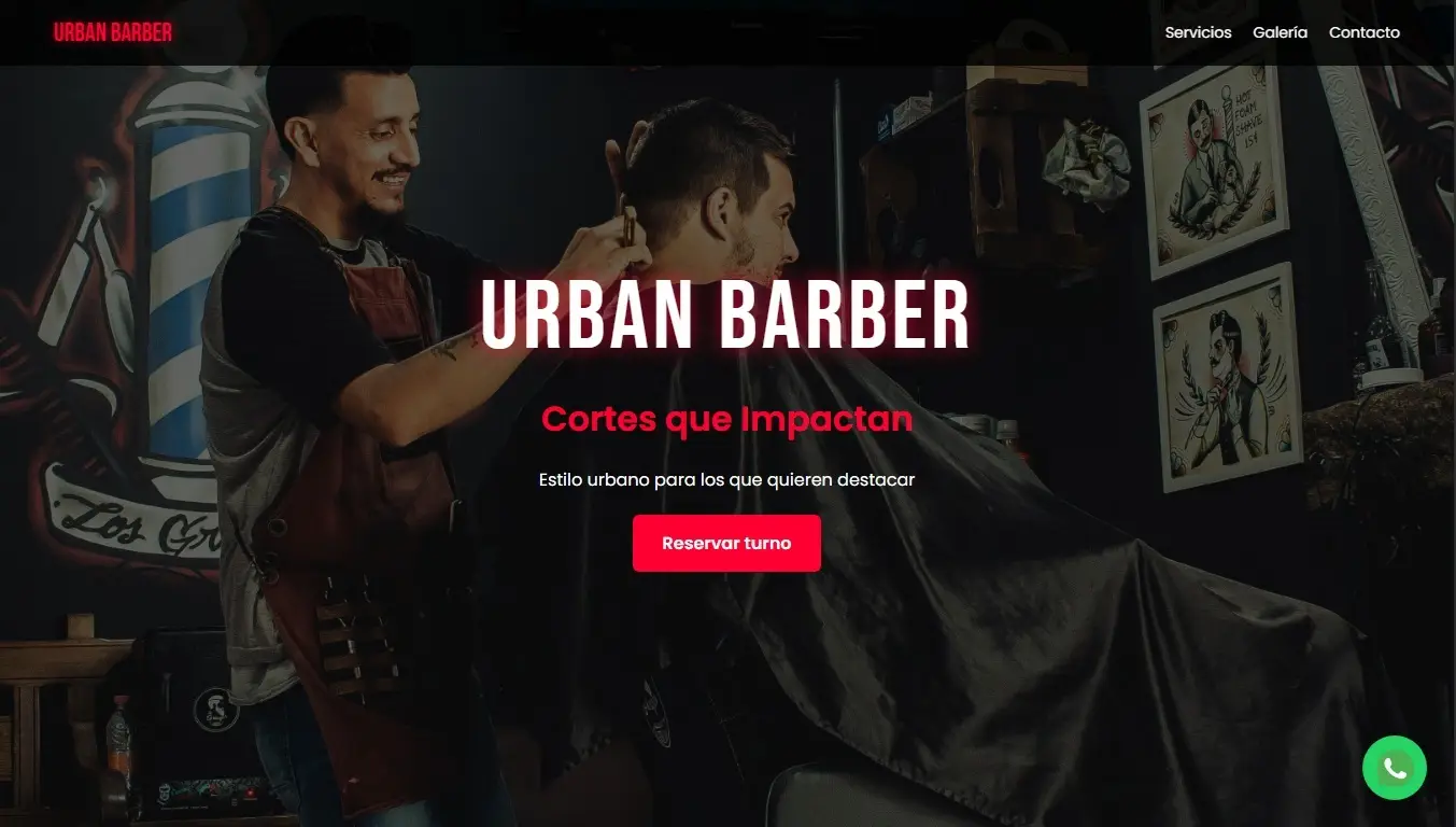 Landing page barbería urbana