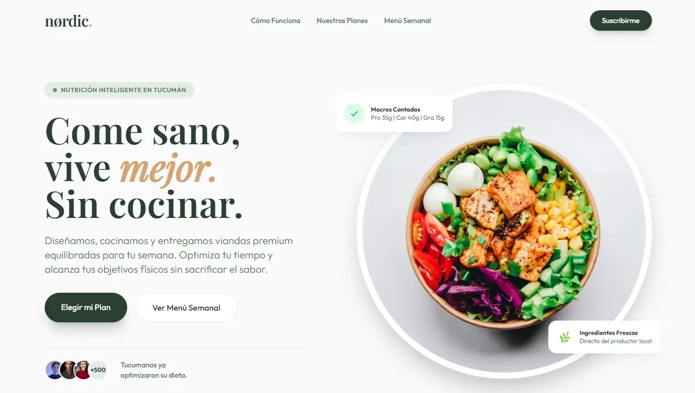 Web para viandas saludables